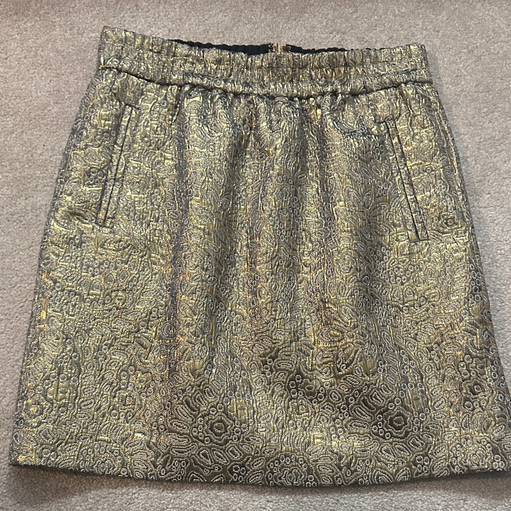 Gold Jaquard Mini Skirt